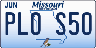 MO license plate PL0S5O