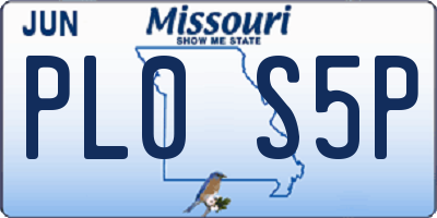MO license plate PL0S5P