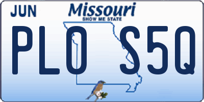 MO license plate PL0S5Q