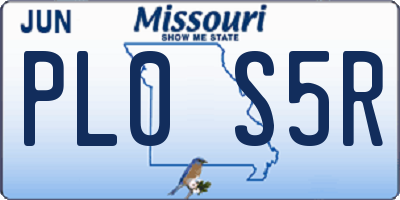 MO license plate PL0S5R