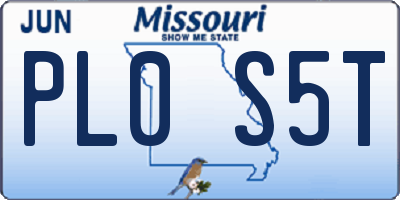 MO license plate PL0S5T