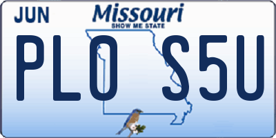 MO license plate PL0S5U