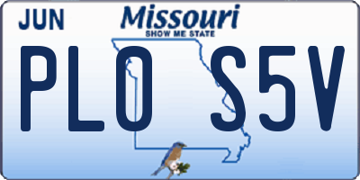 MO license plate PL0S5V