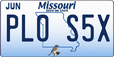MO license plate PL0S5X