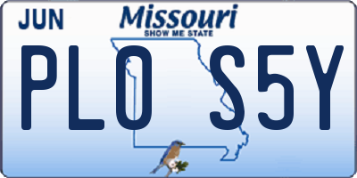 MO license plate PL0S5Y