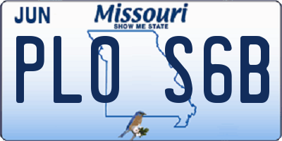 MO license plate PL0S6B