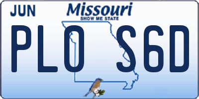 MO license plate PL0S6D