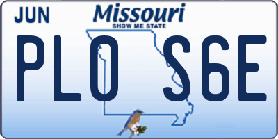 MO license plate PL0S6E