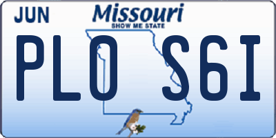 MO license plate PL0S6I