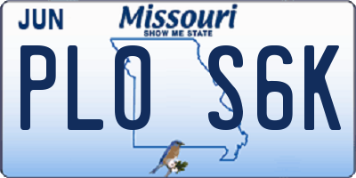 MO license plate PL0S6K