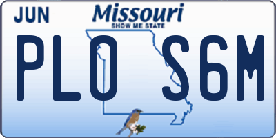 MO license plate PL0S6M