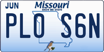 MO license plate PL0S6N