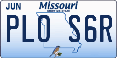 MO license plate PL0S6R