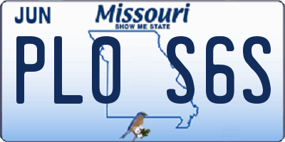 MO license plate PL0S6S
