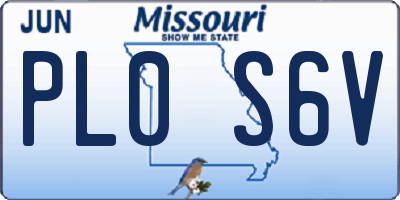 MO license plate PL0S6V
