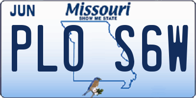 MO license plate PL0S6W