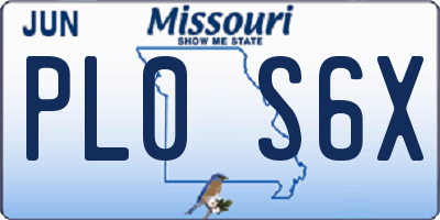 MO license plate PL0S6X