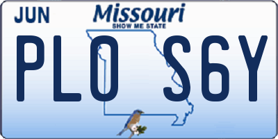 MO license plate PL0S6Y