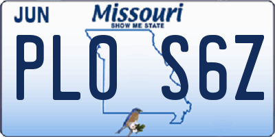 MO license plate PL0S6Z