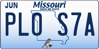 MO license plate PL0S7A