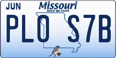 MO license plate PL0S7B