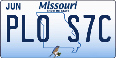 MO license plate PL0S7C