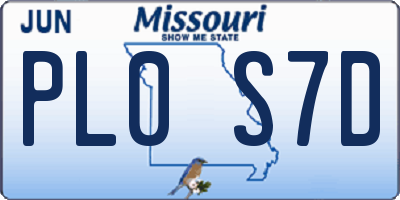 MO license plate PL0S7D