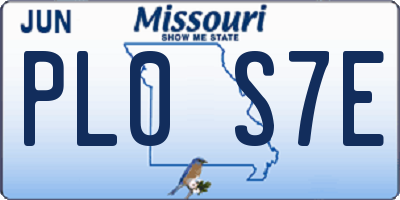 MO license plate PL0S7E