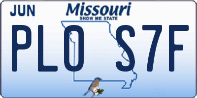 MO license plate PL0S7F