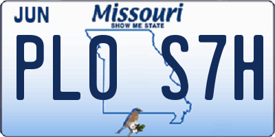 MO license plate PL0S7H