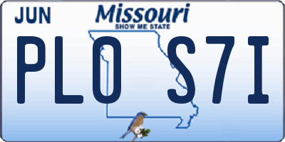 MO license plate PL0S7I