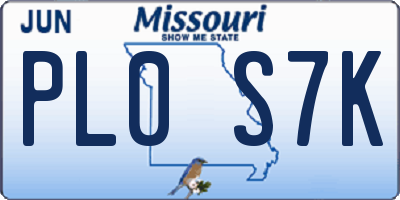 MO license plate PL0S7K