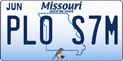 MO license plate PL0S7M