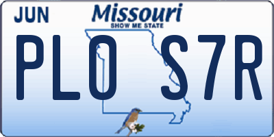 MO license plate PL0S7R