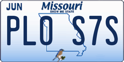 MO license plate PL0S7S