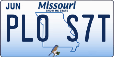 MO license plate PL0S7T