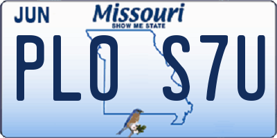 MO license plate PL0S7U