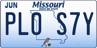 MO license plate PL0S7Y