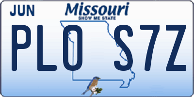 MO license plate PL0S7Z
