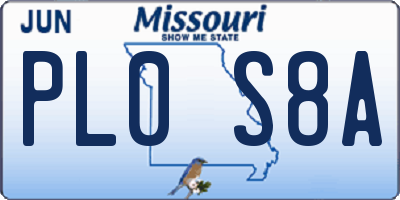 MO license plate PL0S8A