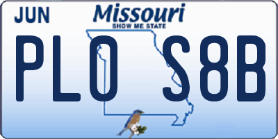 MO license plate PL0S8B