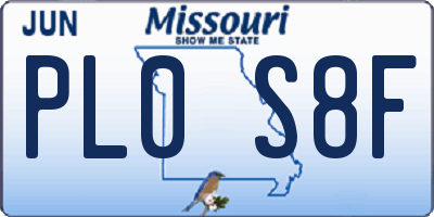 MO license plate PL0S8F