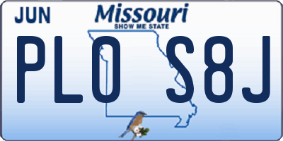 MO license plate PL0S8J