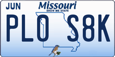 MO license plate PL0S8K