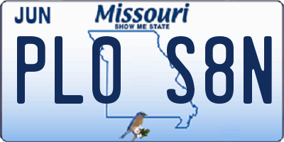 MO license plate PL0S8N