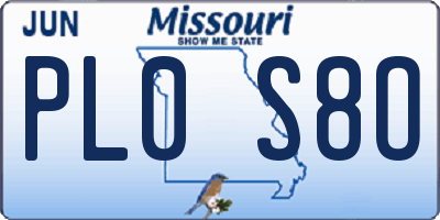 MO license plate PL0S8O