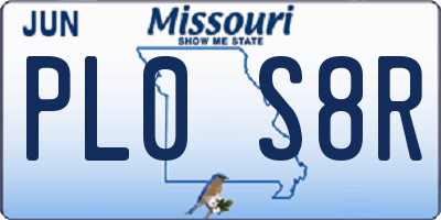 MO license plate PL0S8R
