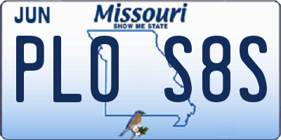 MO license plate PL0S8S
