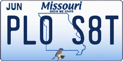 MO license plate PL0S8T