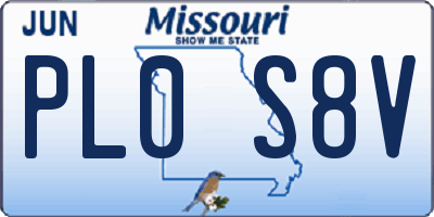 MO license plate PL0S8V